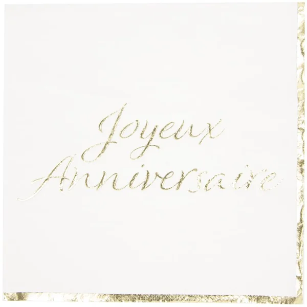 16 Serviettes Joyeux Anniversaire Or