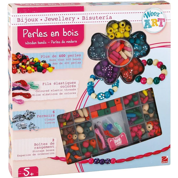 2 coffrets de perles en bois