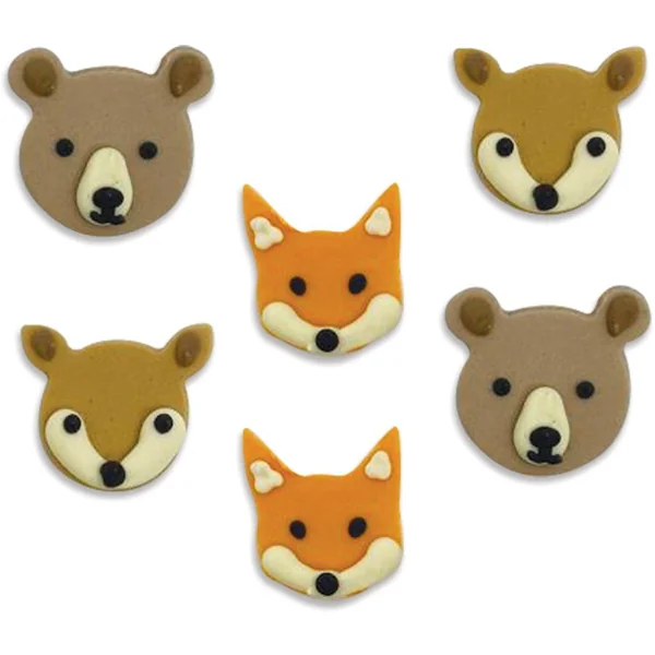 6 Décors en sucre Animaux des Bois