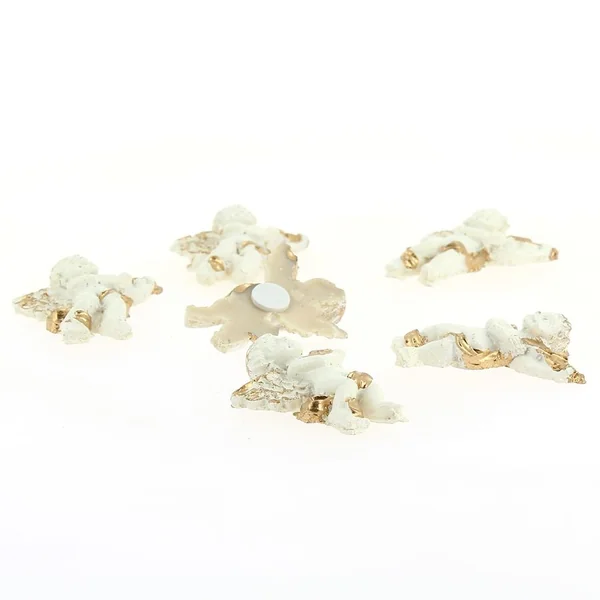 6 Mini Anges Blanc / Or - Autocollants (3, 5 cm) - Résine