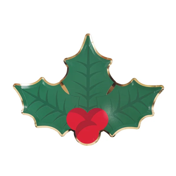 8 Assiettes Houx de Noël