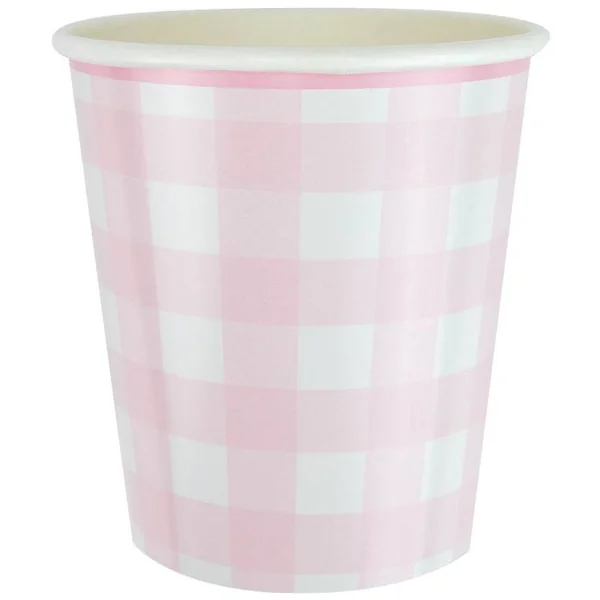 8 Gobelets Festonnée Vichy Rose