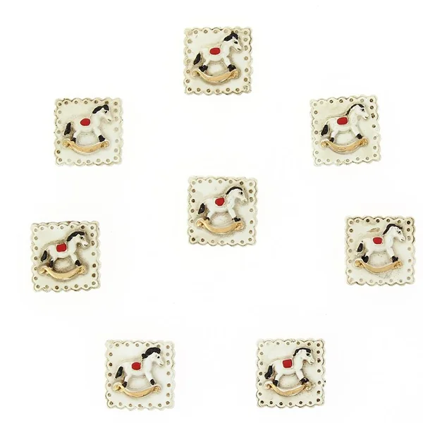 8 Mini Chevaux à Bascule Autocollants (2, 5 cm) - Résine