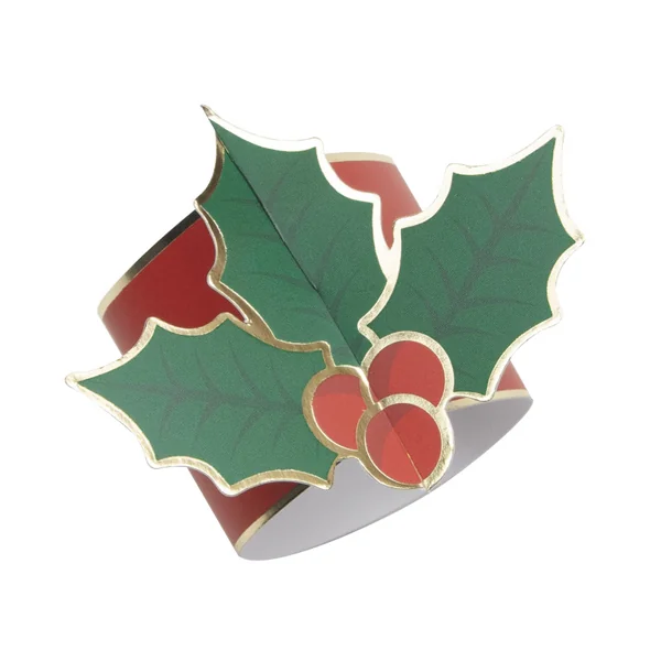 8 Ronds de Serviettes Houx de Noël