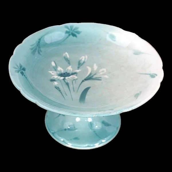 Ancien compotier Keller et Guérin Luneville décor floral