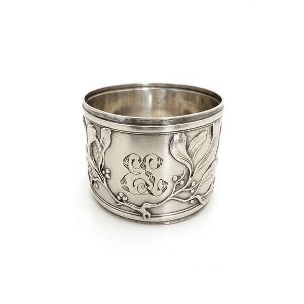 Ancien rond de serviette monogrammé en argent 925