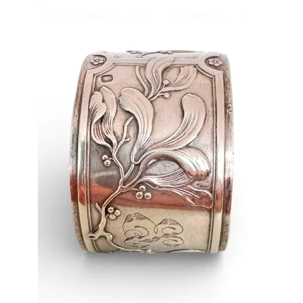 Ancien rond de serviette monogrammé en argent 925