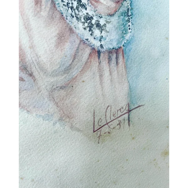 Aquarelle ancienne Art Déco signée Le Clercq