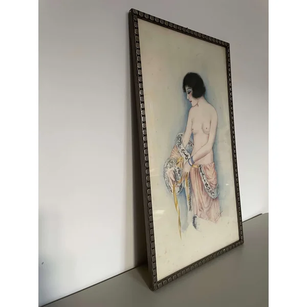 Aquarelle ancienne Art Déco signée Le Clercq