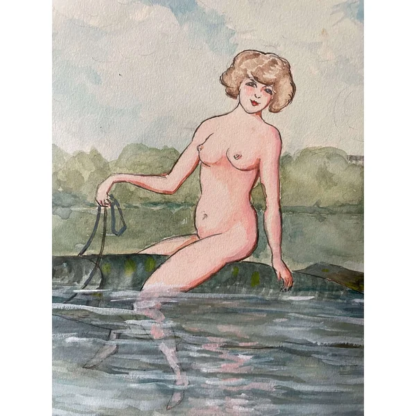 Aquarelle ancienne datée de Juillet 1951