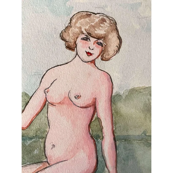 Aquarelle ancienne datée de Juillet 1951