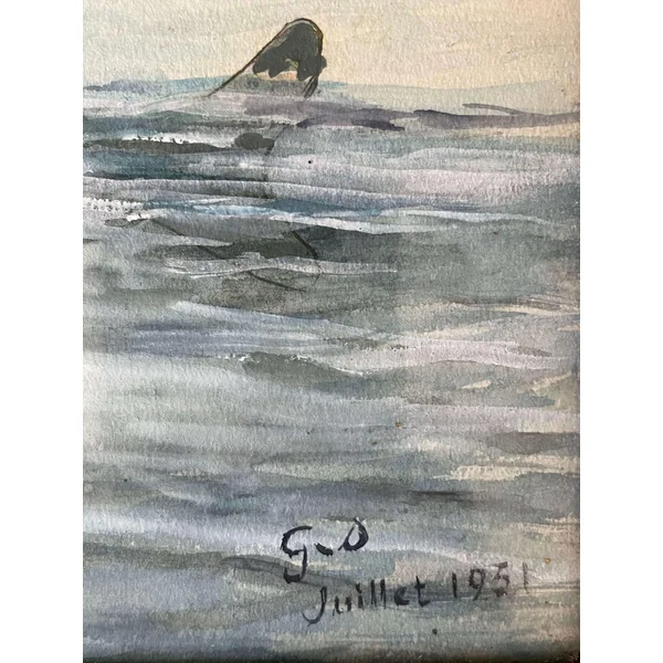 Aquarelle ancienne datée de Juillet 1951
