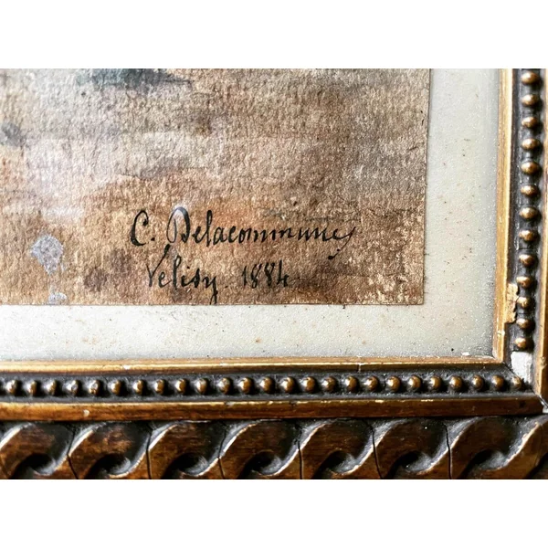 Aquarelle ancienne XIXème, datée et signée