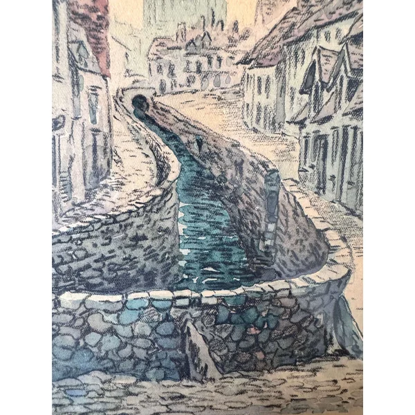 Auguste Potage, Amiens, aquarelle ancienne