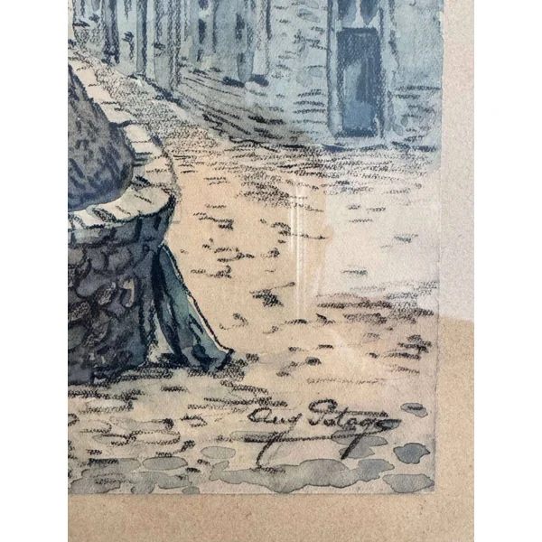 Auguste Potage, Amiens, aquarelle ancienne
