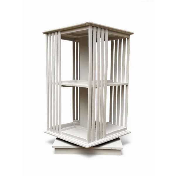 Bibliothèque tournante en bois peint