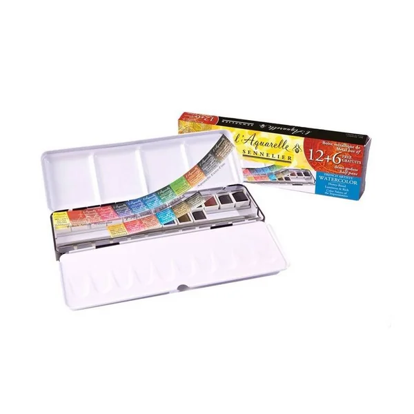 Boite métal aquarelle 18 demi - Sennelier