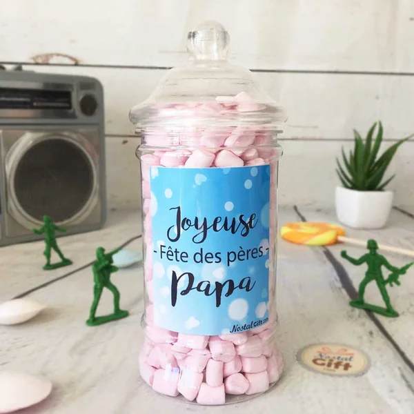 Bonbonnière Papa - 300 petits chamallows - "Joyeuse fête des pères Papa"