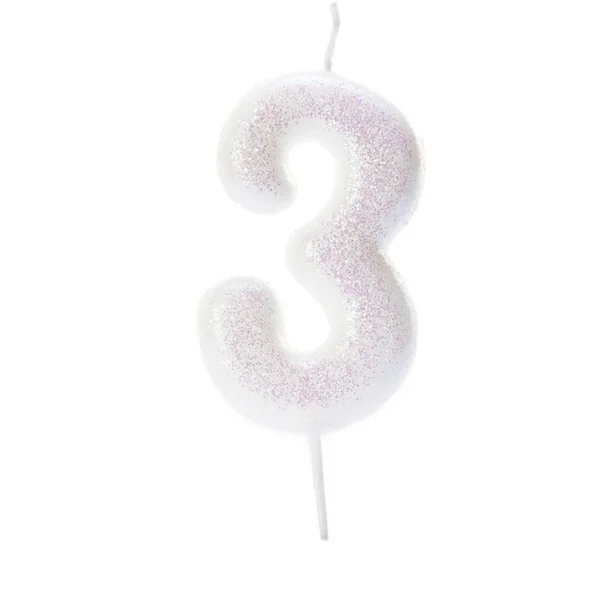 Bougie Iridescent Chiffre 3 (7 cm)