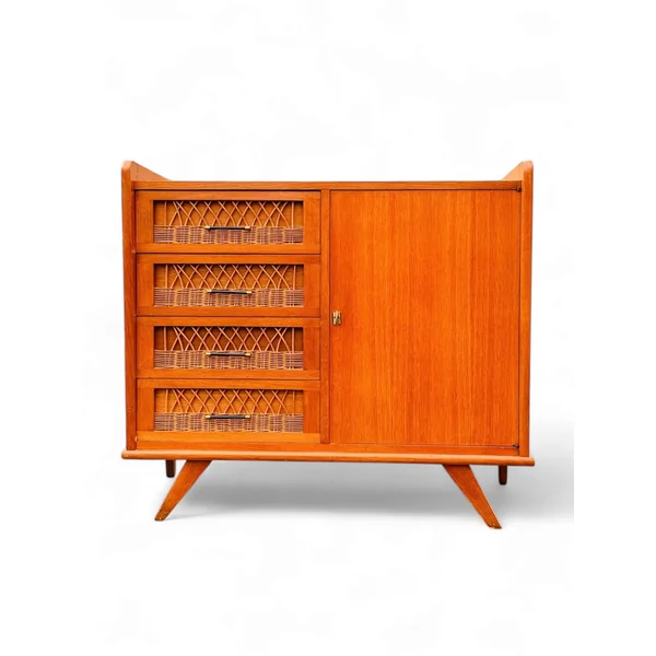 Buffet commode en rotin vintage