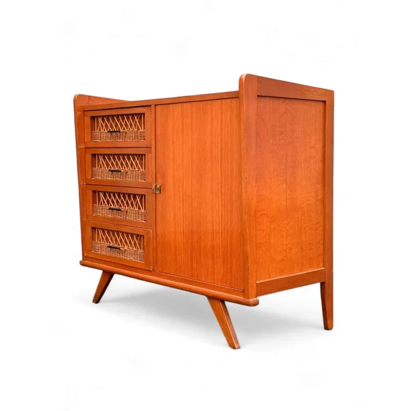 Buffet commode en rotin vintage