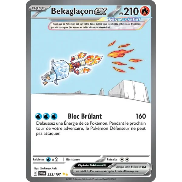 Carte pokémon Bekaglaçon ex 222/197 Flammes Obsidiennes