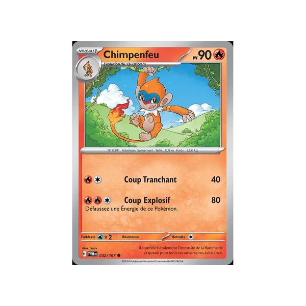 Carte Pokémon Chimpenfeu 032/167 Commune Mascarade Crépusculaire