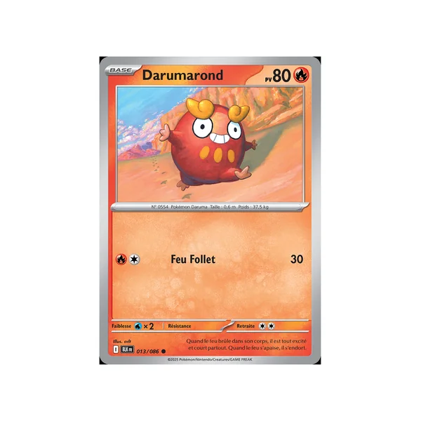 Carte Pokémon Darumarond 013/086 Commune Foudre Noire