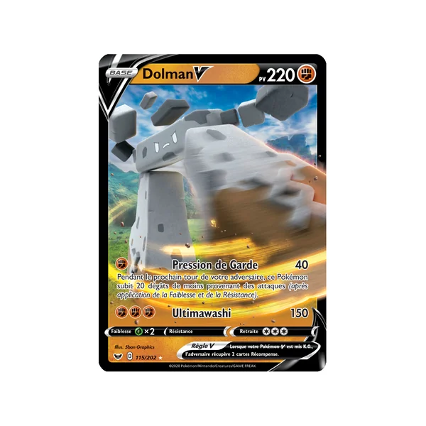 Carte Pokémon Dolman-V 115/202 Ultra Rare Épée et Bouclier (JCC)