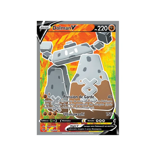 Carte Pokémon Dolman-V 193/202 Ultra Rare Épée et Bouclier (JCC)