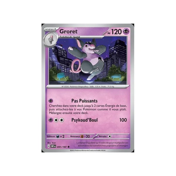 Carte Pokémon Groret 091/197 Peu commune Flammes Obsidiennes