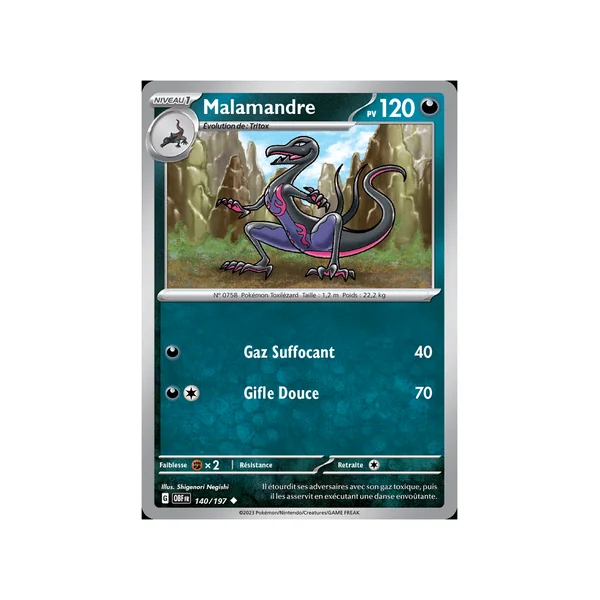 Carte Pokémon Malamandre 140/197 Peu commune Flammes Obsidiennes