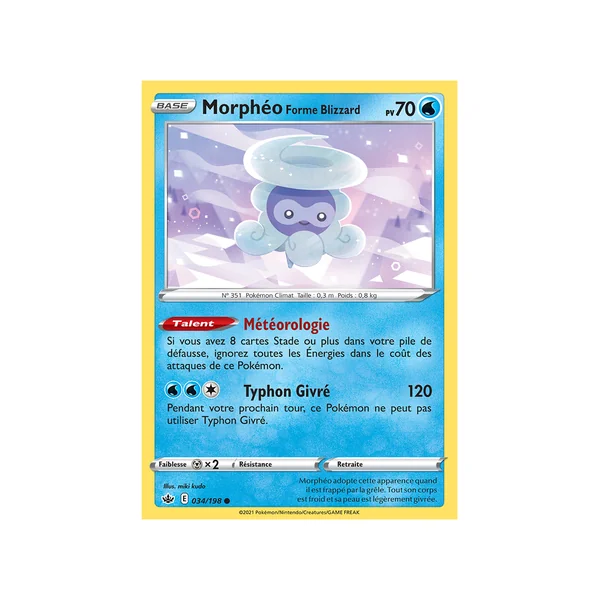 Carte Pokémon Morphéo Forme Blizzard 034/198 Commune Règne de Glace