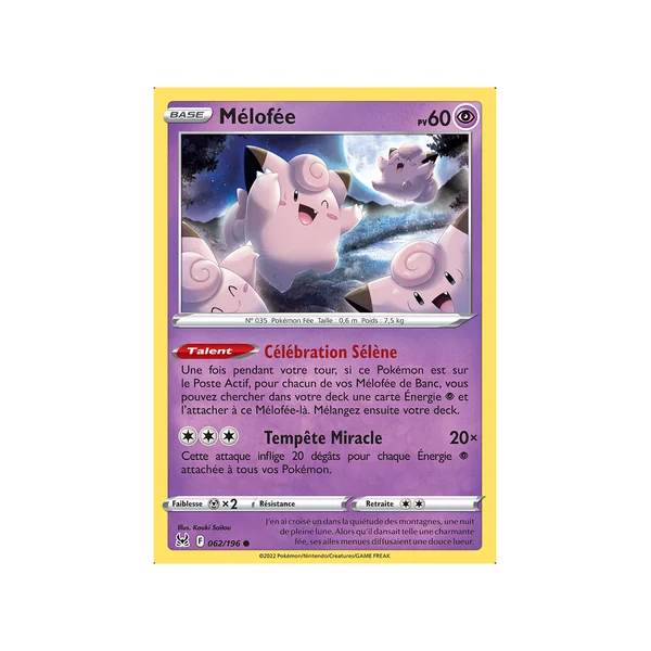Carte Pokémon Mélofée 062/196 Commune Origine Perdue