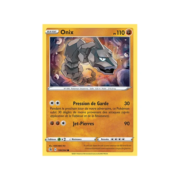 Carte Pokémon Onix 138/264 Commune Poing de Fusion