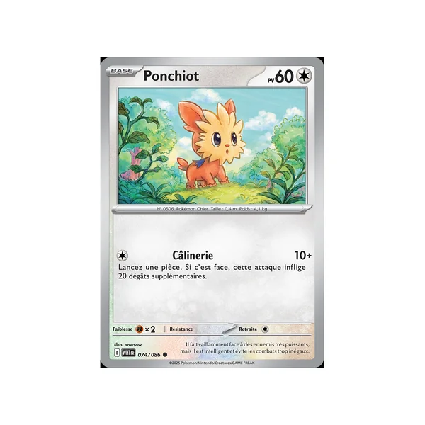 Carte Pokémon Ponchiot 074/086 Commune Flamme Blanche