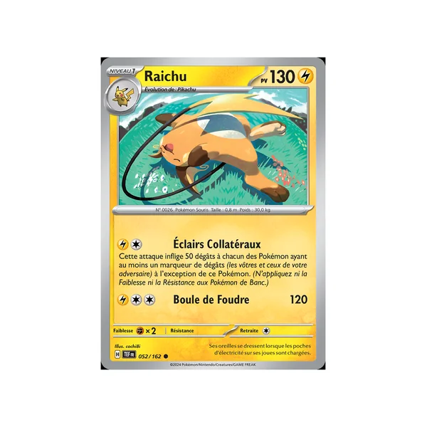 Carte Pokémon Raichu 052/162 Commune Forces Temporelles