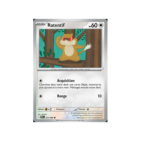 Carte Pokémon Ratentif 072/086 Commune Flamme Blanche