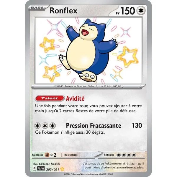 Carte Pokémon Ronflex 202/91 Destinées de paldea