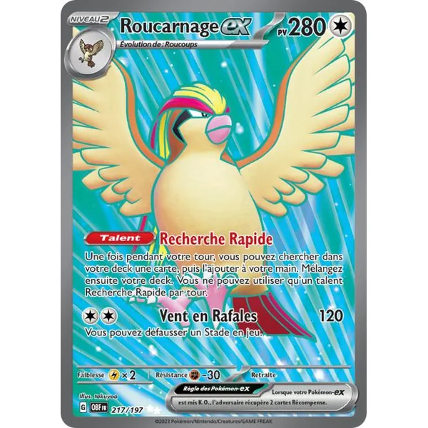 Carte pokémon Roucarnage ex 217/197 Flammes Obsidiennes