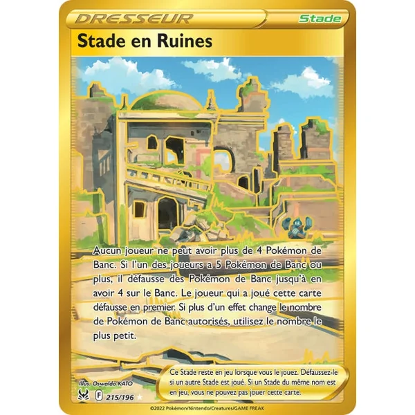 Carte pokémon Stade en ruines Gold 215/196 Origine Perdue