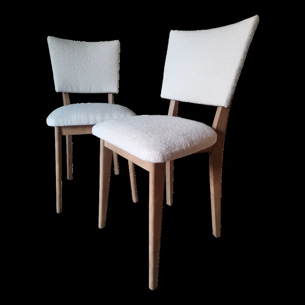 Chaises art deco bouclette blanche
