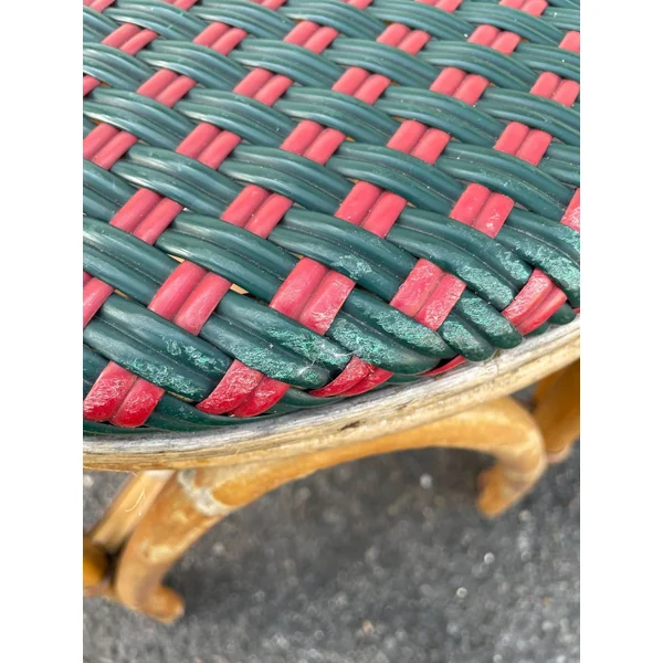 Chaises de bistrot en bambou et tressage bicolore