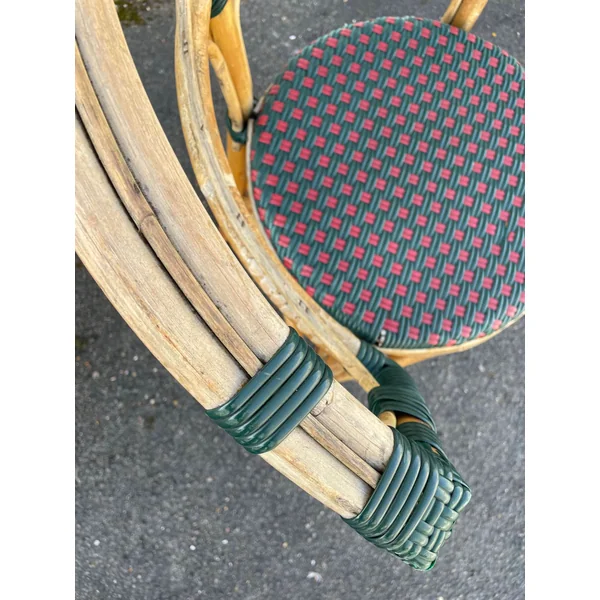 Chaises de bistrot en bambou et tressage bicolore
