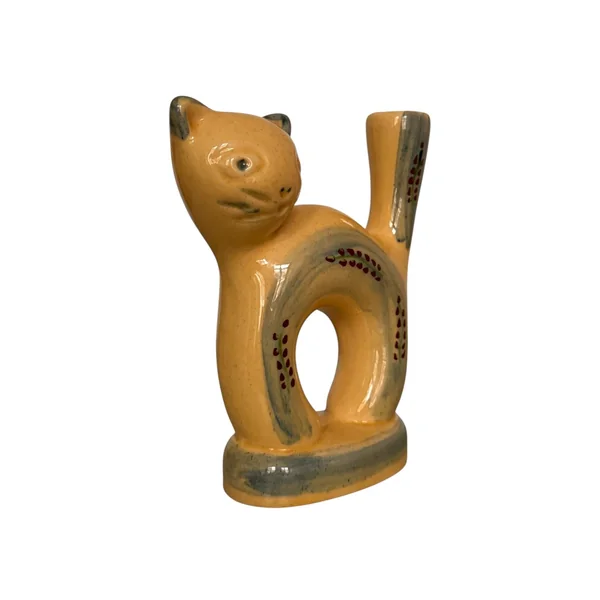 Chat bougeoir / soliflore en céramique Les Grottes Dieulefit