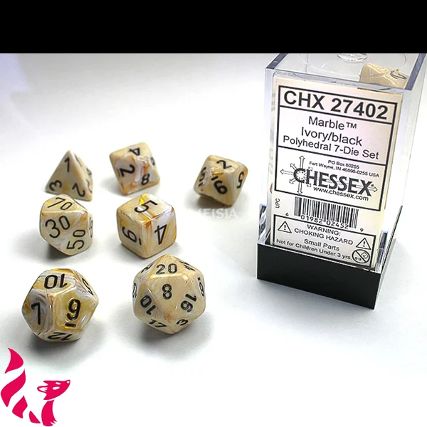 CHX27402 - 7 dés - Marble Ivory
