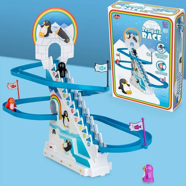 Circuit de pingouins avec escalier mécanique