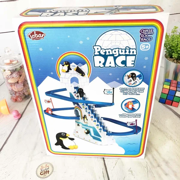 Circuit de pingouins avec escalier mécanique