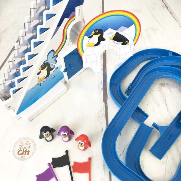 Circuit de pingouins avec escalier mécanique