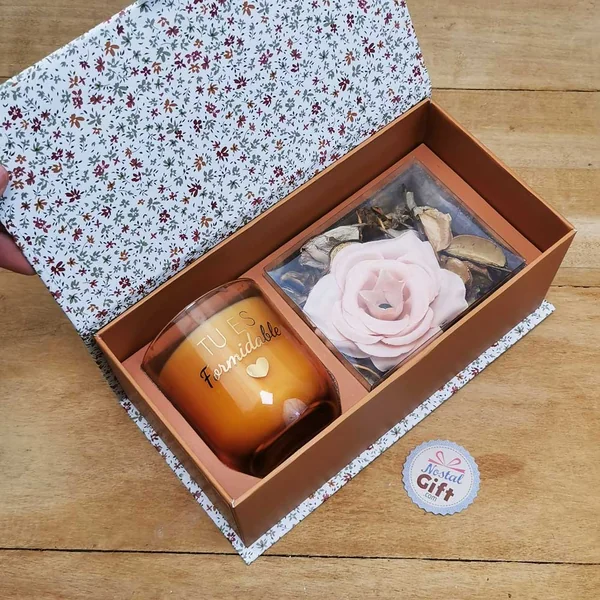 Coffret cadeau - Bougie + Pot pourri magnolia "Tu es formidable"